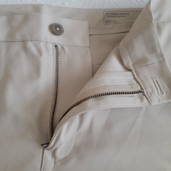 Mizzen+Main Men's Size 36X30 Beige Baron Chino Trim Fit Trouser Pants - Picture 4 of 11